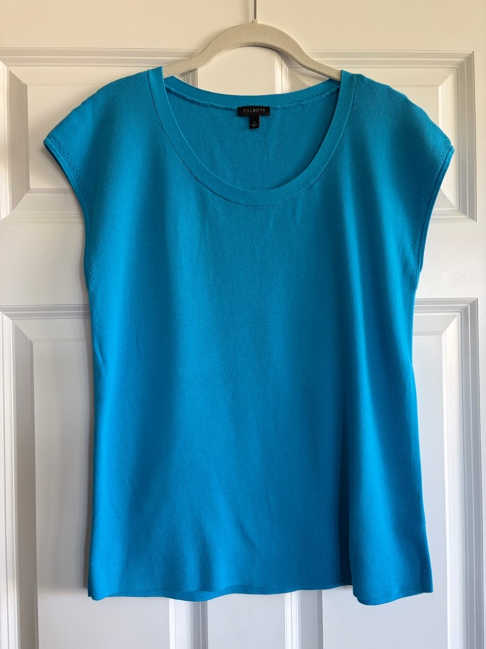 Talbots Bright Turquoise Cap-Sleeve Scoop Neck Top